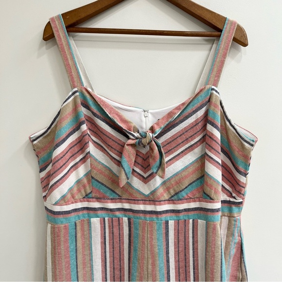Lane Bryant Striped Tie-Front Wide Leg Crop Jumpsuit Cotton Linen 18 Petite - Picture 7 of 14